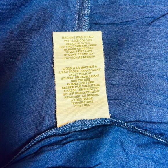 Free People Navy Blue Ruffle Top With Silver Embellished Beads size S/M E70 - Picture 11 of 12